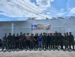 Wujud Kemanunggalan TNI – Rakyat, Kodim 1310/Bitung dan Yonif TP 916/BS bersama Warga Gelar Karya Bakti Pembersihan Kompleks Kanopi Bitung