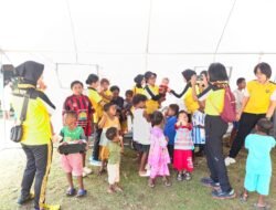 Pulihkan Keceriaan Anak-Anak Pengungsi, Polwan Polres Biak Numfor Gelar Trauma Healing