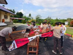 Semarakkan HUT Ke-81 Kemerdekaan RI, Polsek Bonggo Pasang Umbul-Umbul dan Bendera Merah Putih