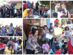 Polwan Polda Papua Hadir Berikan Semangat Anak Korban Kebakaran Kampung Palopo Dok V